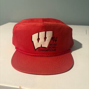 Badgers Rose Bowl Football Campions 1994 Hat Vintage Red Snapback Corded OS